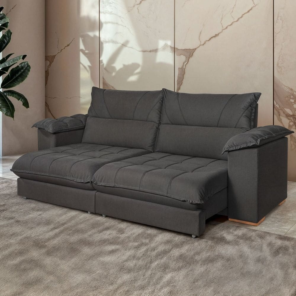 Sofá Retrátil e Reclinável 2 Lugares 200cm Italia Cinza
