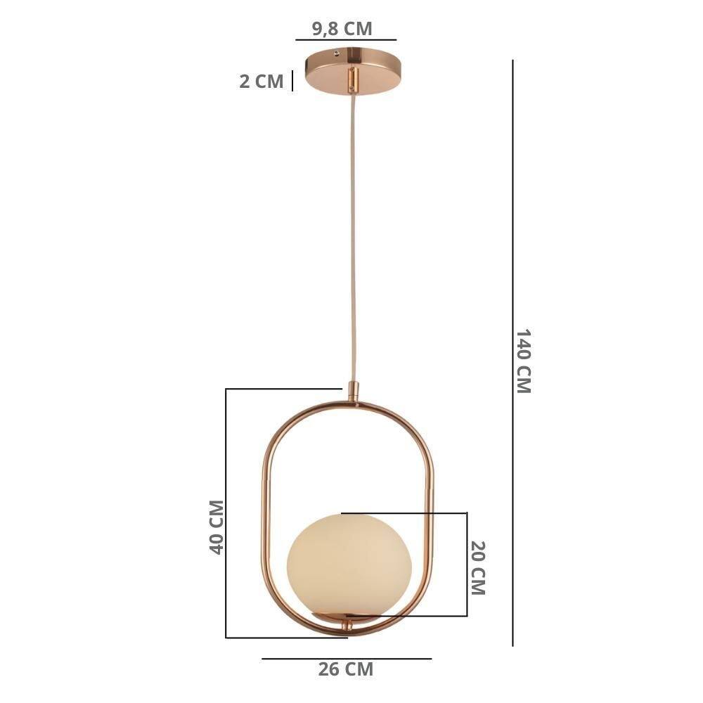 Lustre pendente bravalumi pérola mond globo e27 bivolt