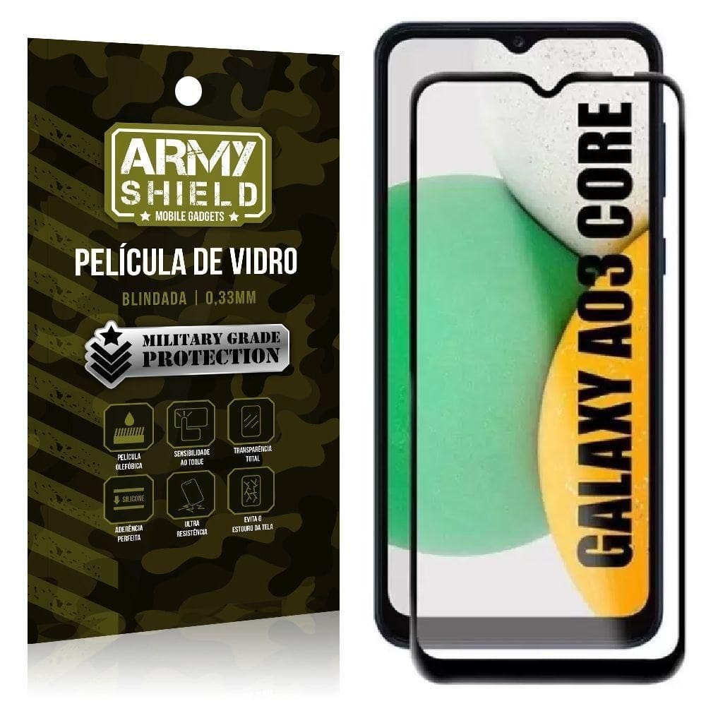 Película de vidro samsung a03 core cobre a tela toda