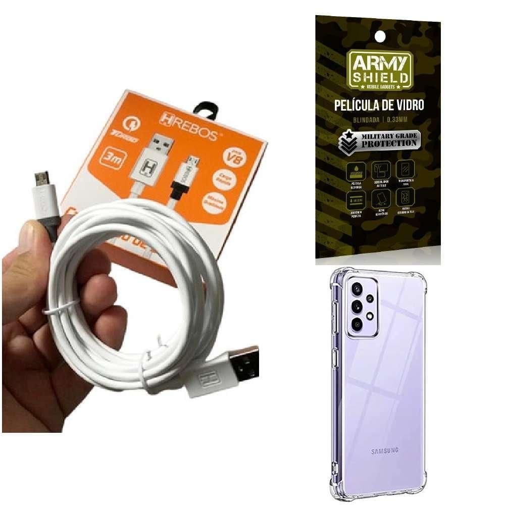 Capinha samsung a52 s 5g com cabo turbo e película de vidro