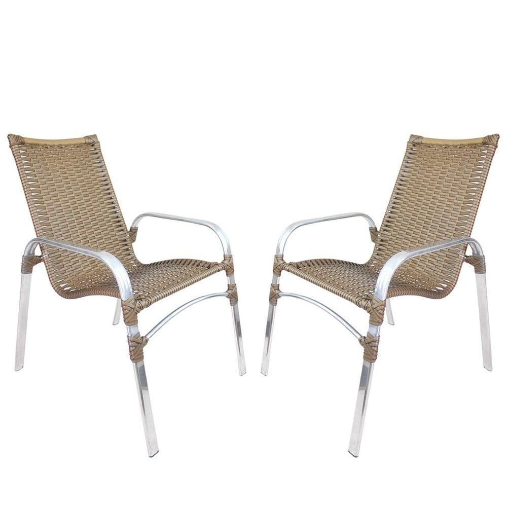2 Cadeiras Emily Sépia Estrutura Alumínio Polido