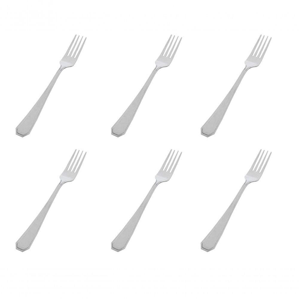 Kit 6 Garfo De Sobremesa Aço Inox Linha Victoria Garfo Grande Sobmresa Almoço Faqueiro