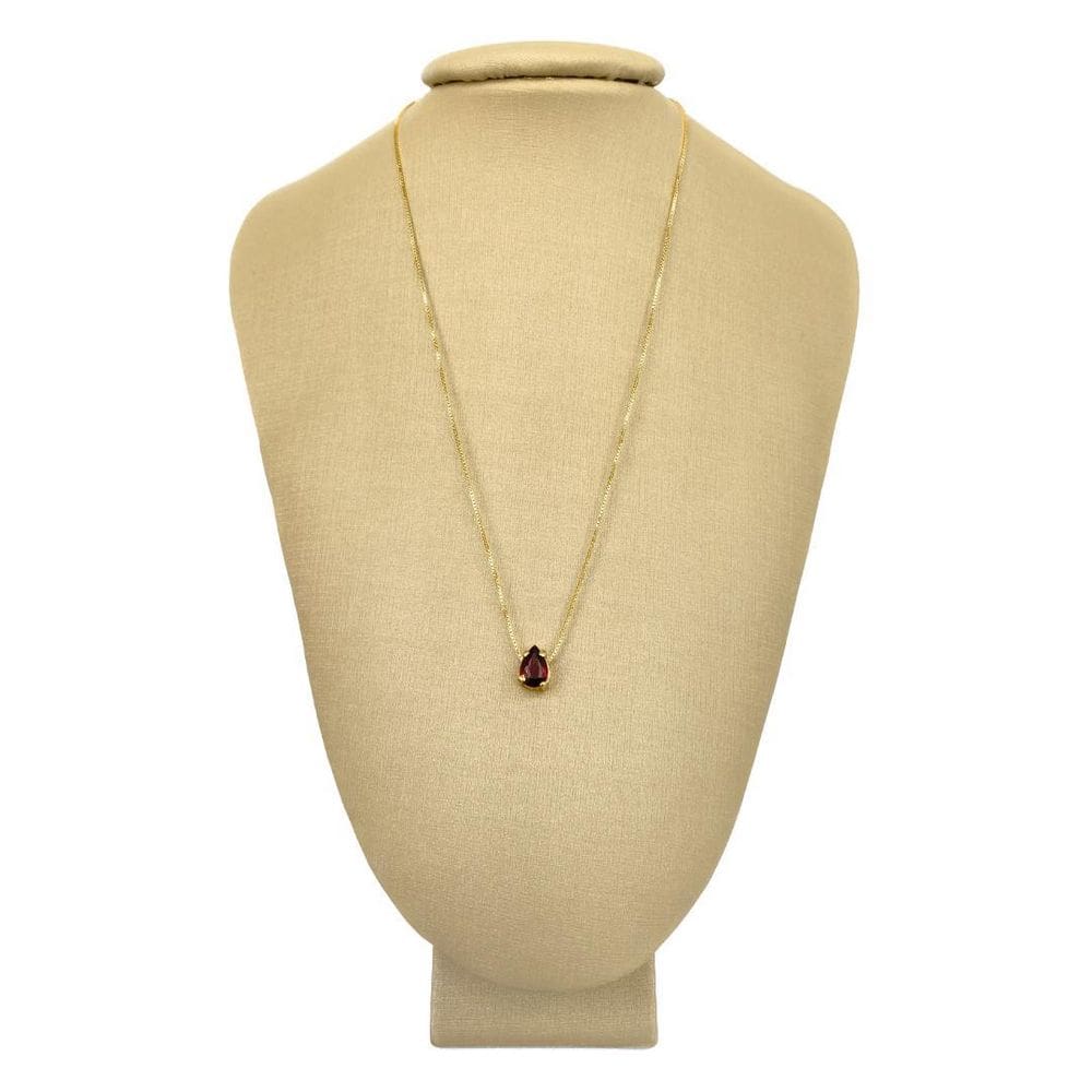 Pingente prata + ouro granada delicada e elegante