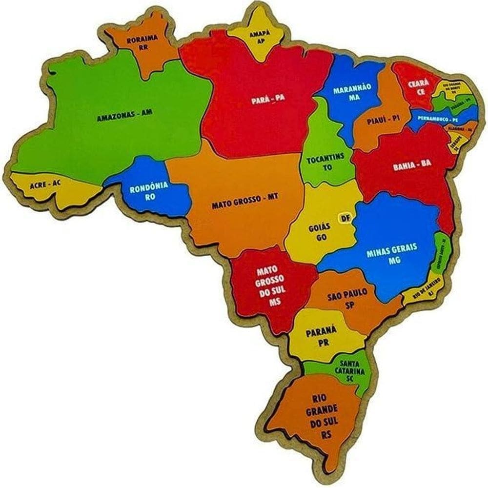 Quebra cabeça mapa do brasil brinquedo educativo 26 peças