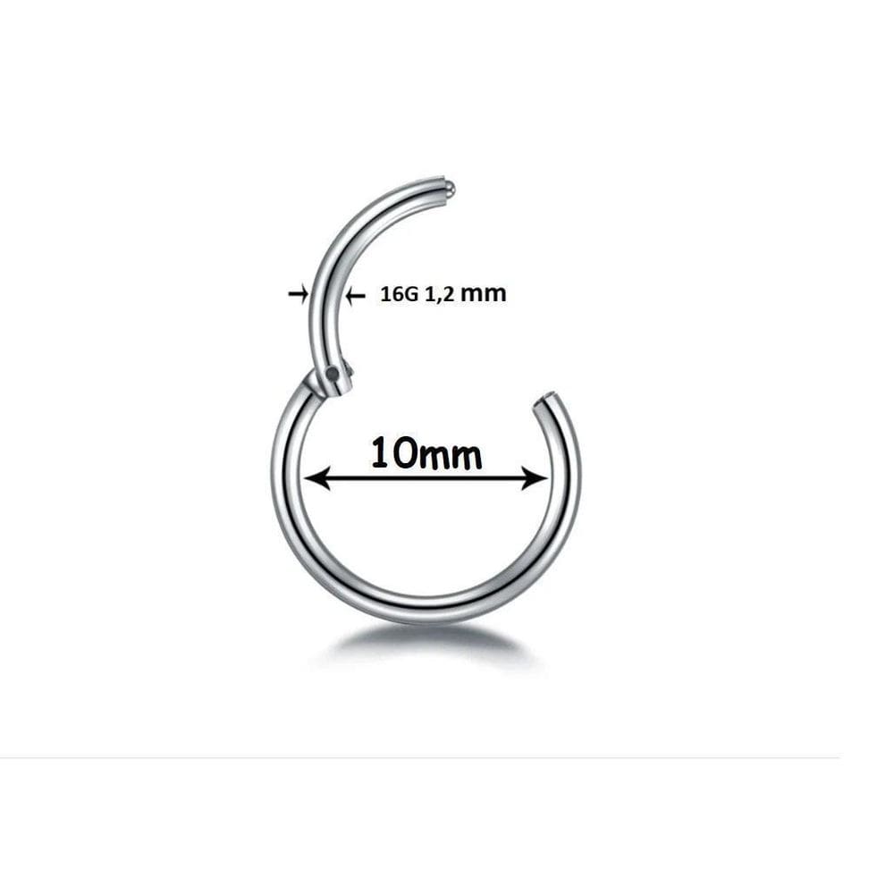 Piercing argola titânio septo helix cartilagem 10mm prateado