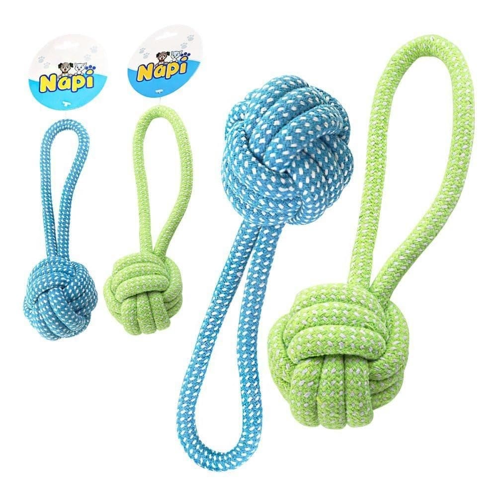 Bola mordedora de corda para cachorro - azul/verde