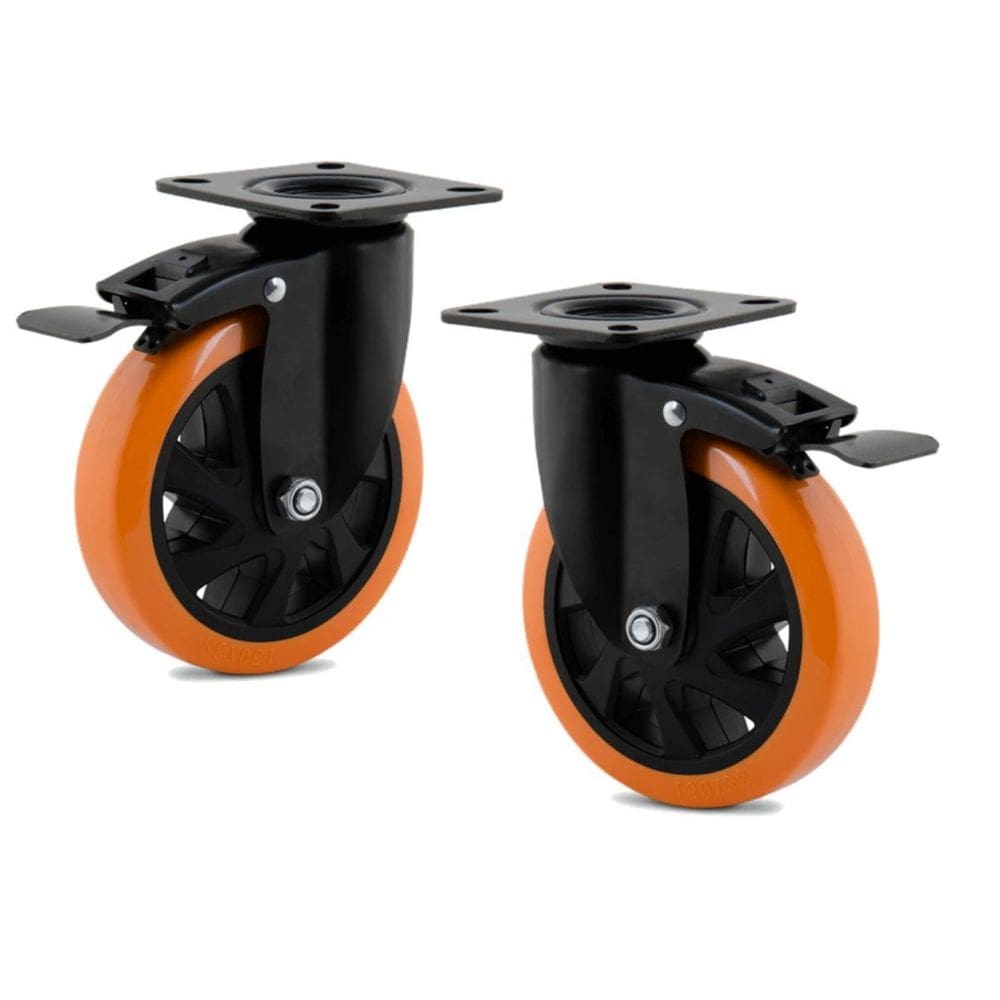 Rodizio giratório 4 pol. com freio roda pu com rolamento 2un