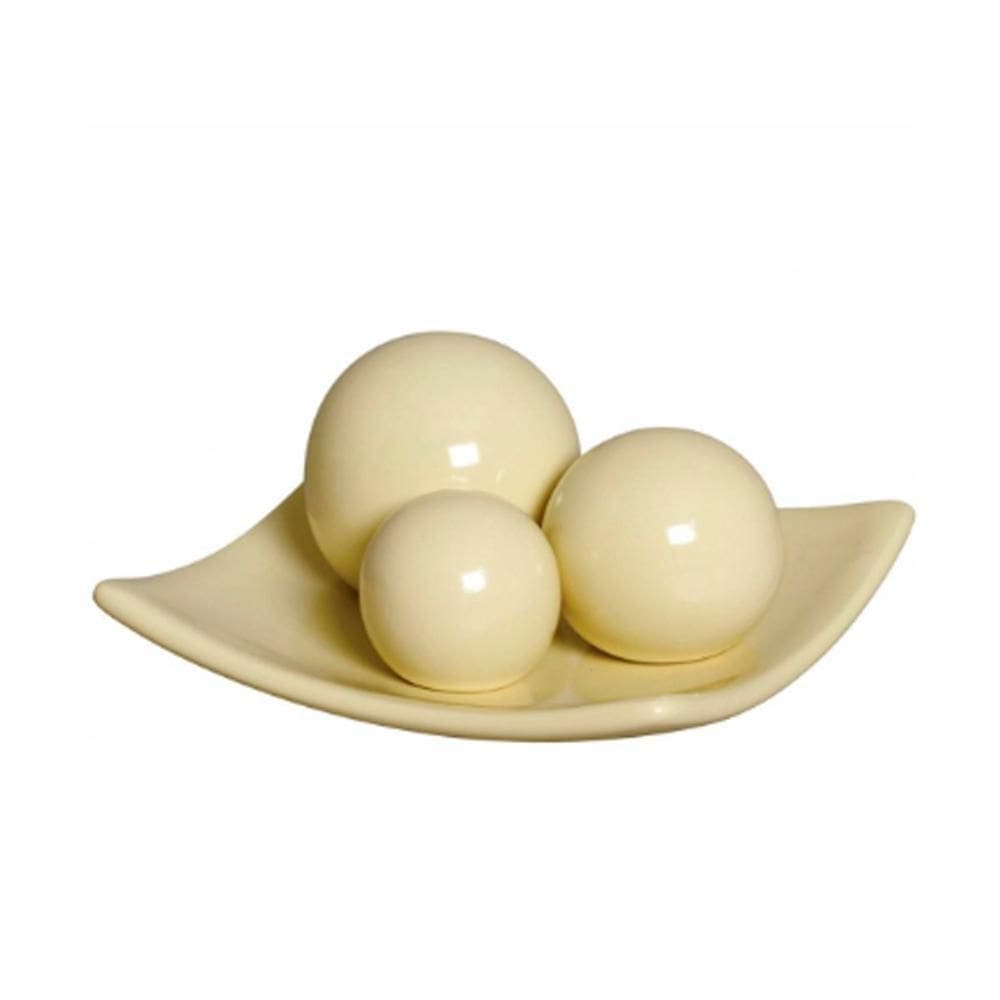 Centro de mesa prato 3 em cerâmica bege