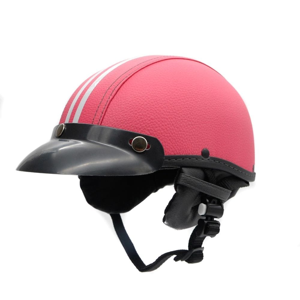 Capacete coquinho scooter moto elétrica bike couro rosa