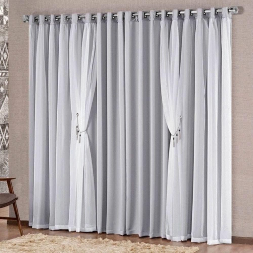 Cortina bélgica 2 mts sala quarto blackout varão - cinza