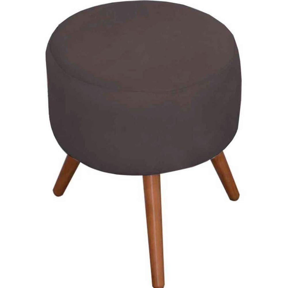 Puff Decorativo Milão Pé Palito Suede Cinza
