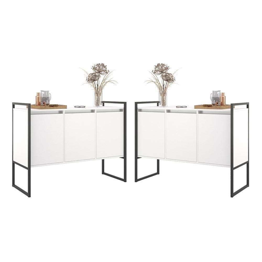 Armario Industrial 3 Portas Balso Branco Conjunto 2 Peças