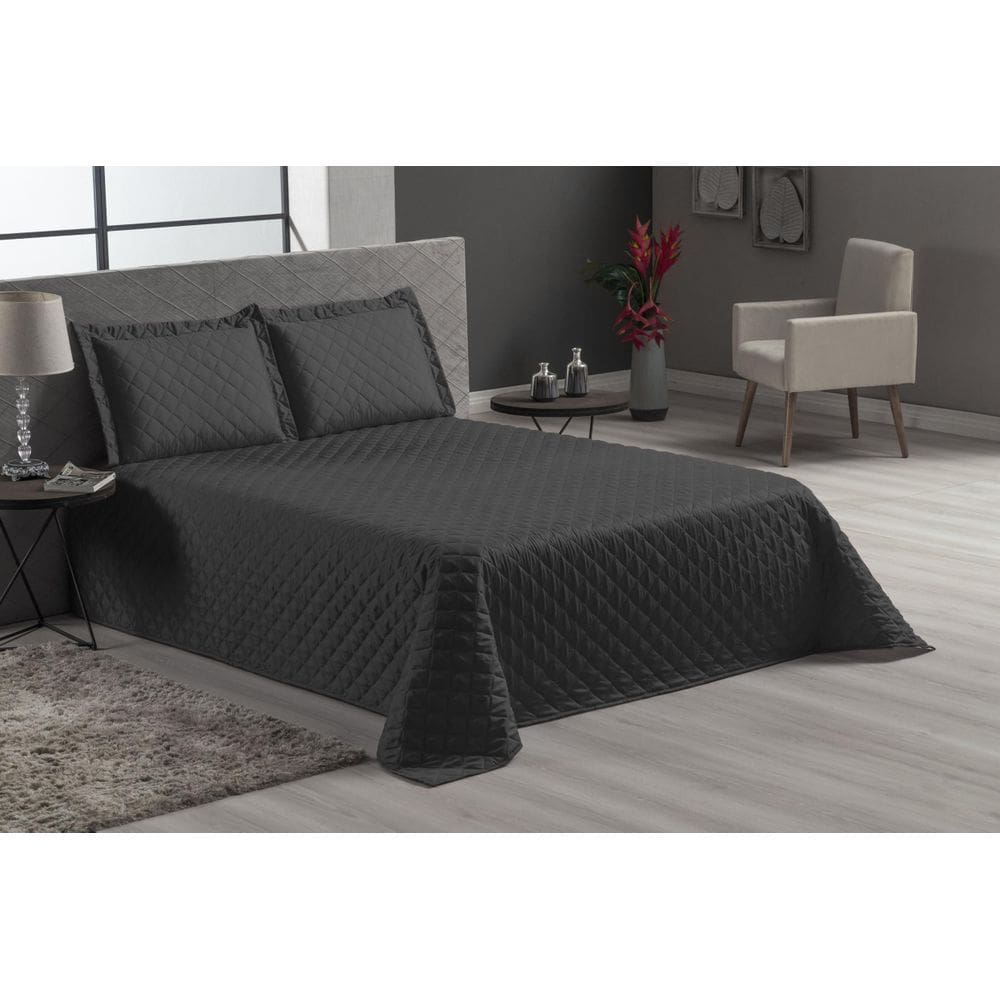 Cobre leito veneza preto casal queen 3 peças matelado