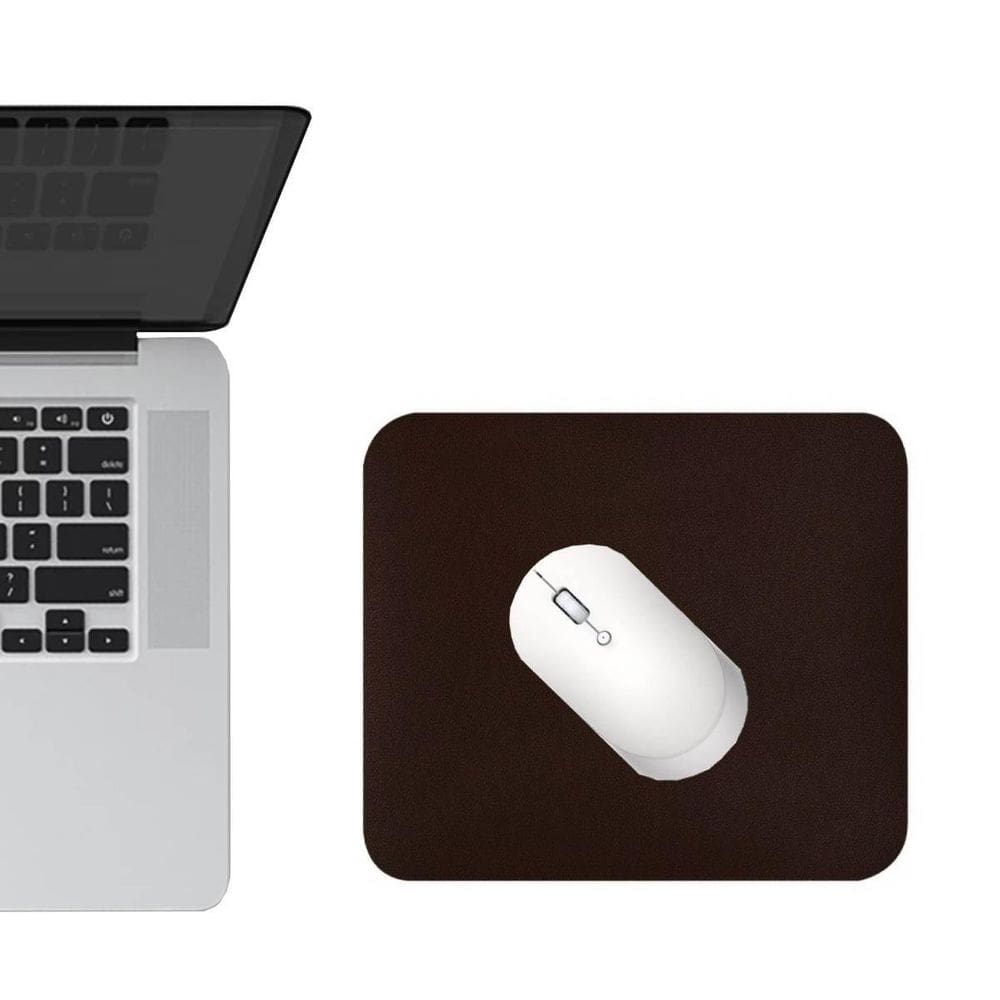 Mouse pad 20x20cm tapete mesa gamer couro ecológico café