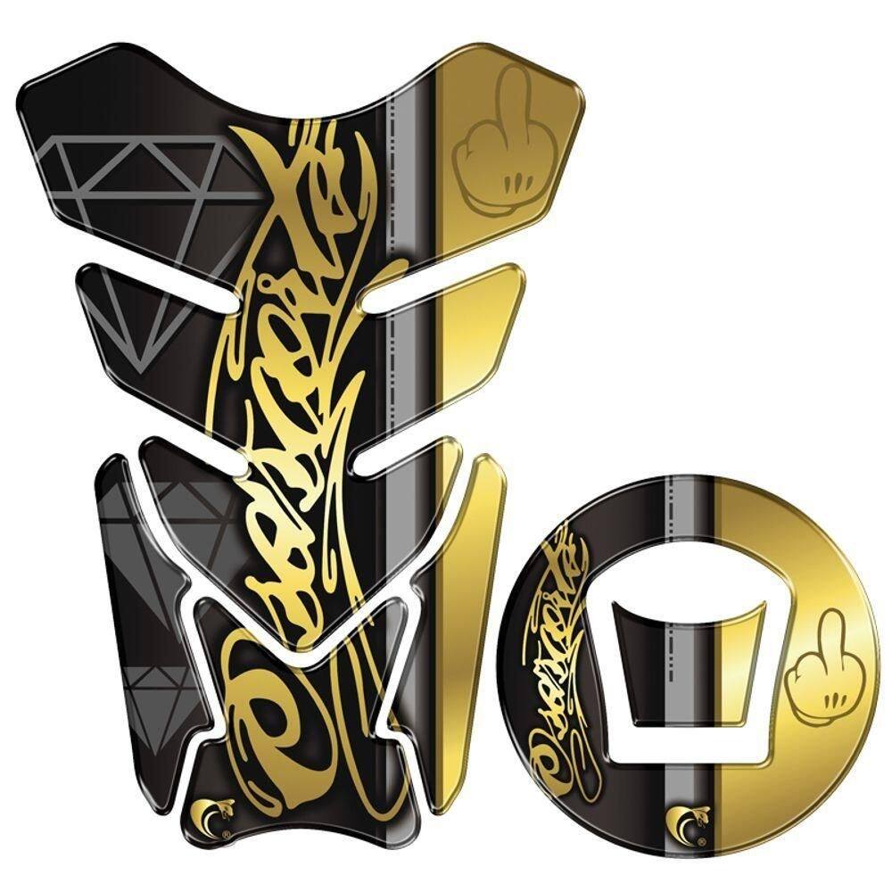 Adesivo Resinado Protetor Tanque Bocal Adesivo Moto Haojue Dk 150 Dourado Cor Preto