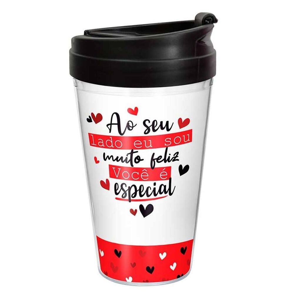 Copo viagem ao seu lado eu sou muito feliz 450ml presente