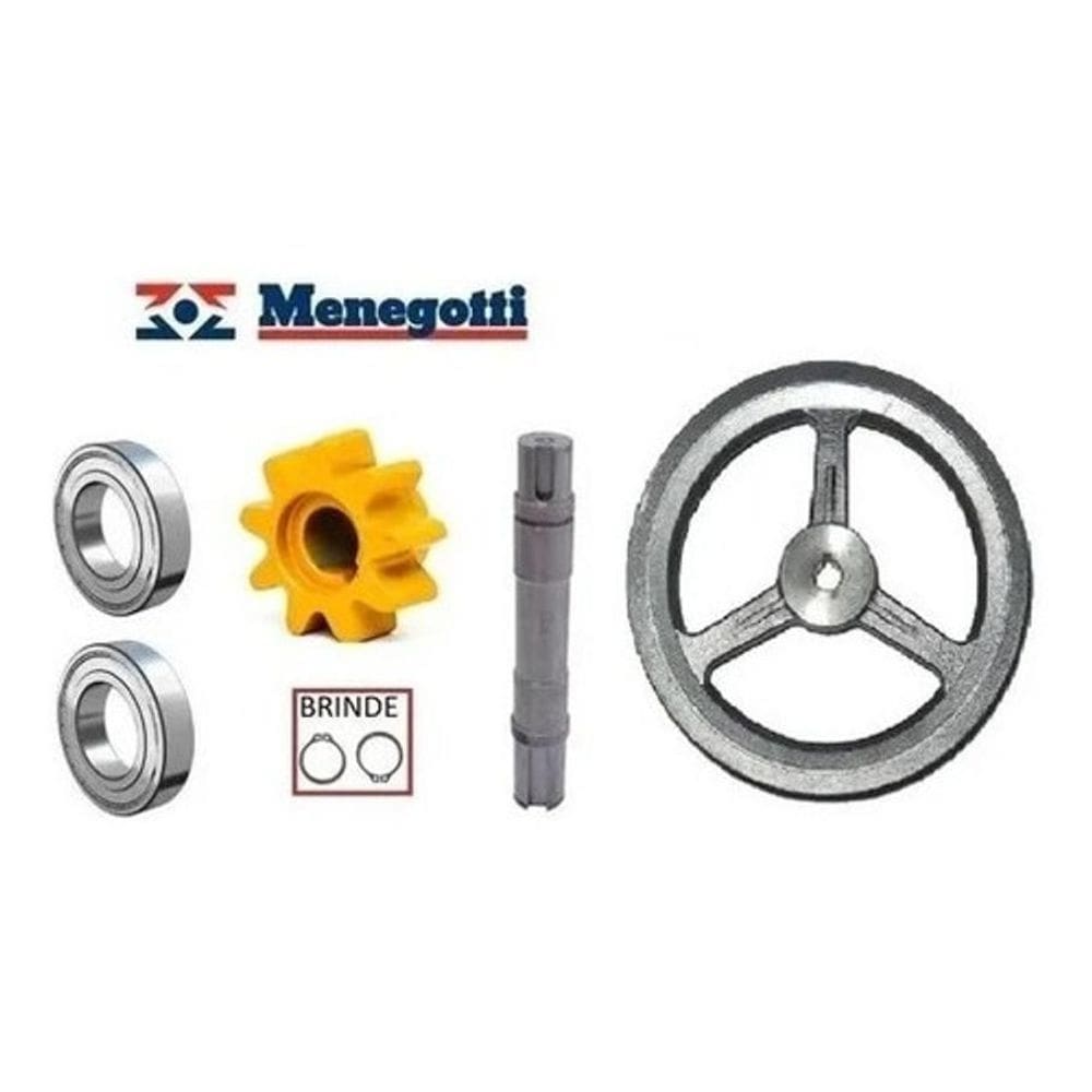 Kit betoneira menegotti 120/150l polia eixo pinhão rolamento