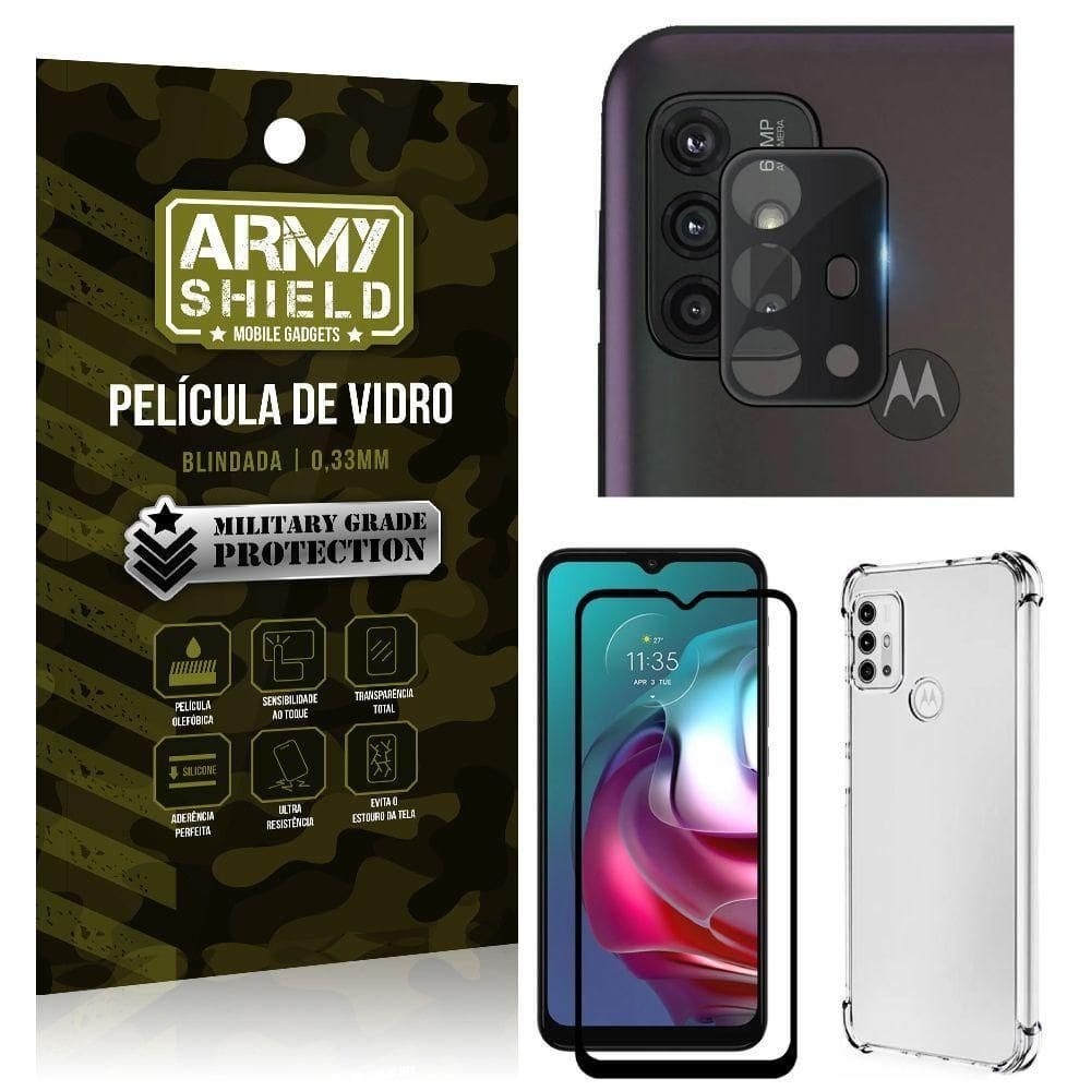 Capa capinha moto g30 + película 3d + película de câmera