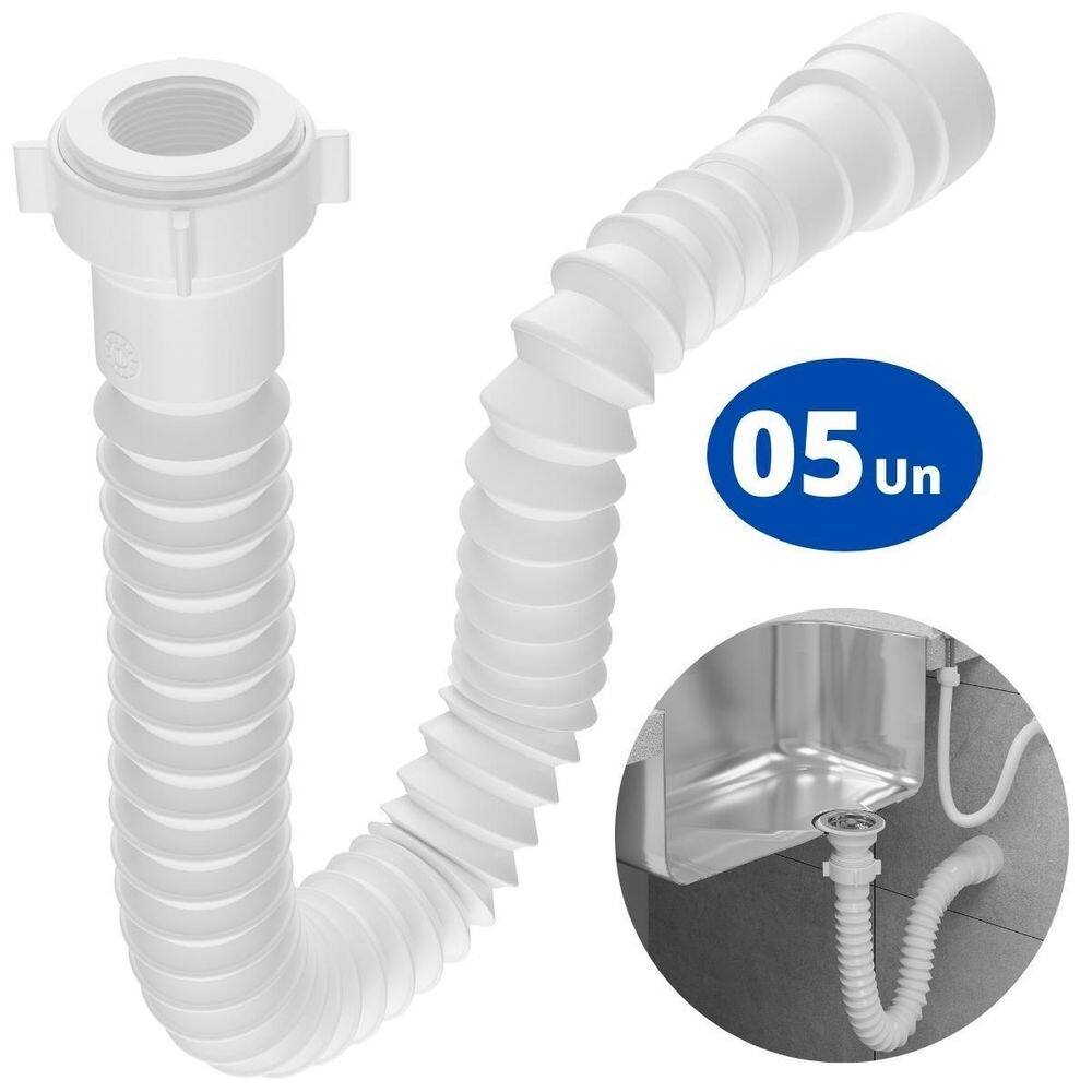 Sifão sanfonado universal 110cm branco astra kit com 5 un
