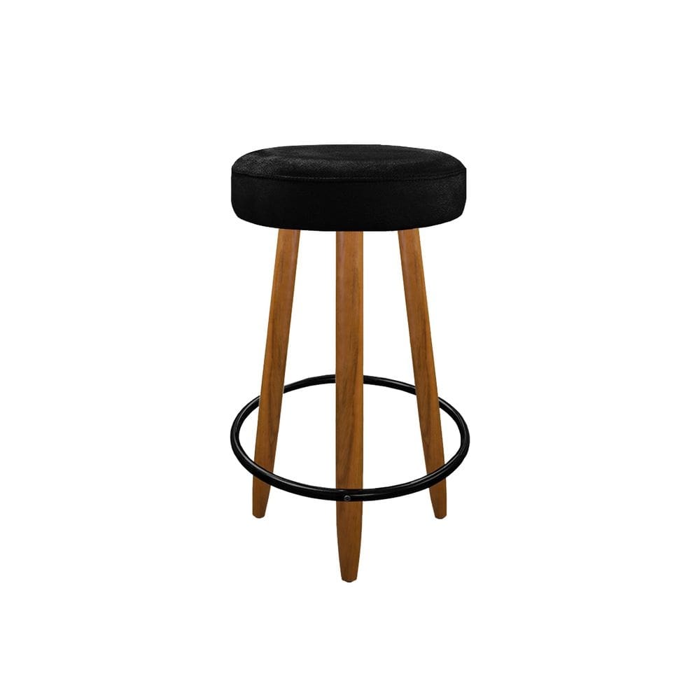 Banqueta Banco 60cm Média Madeira Para Cozinha Gourmet Preto