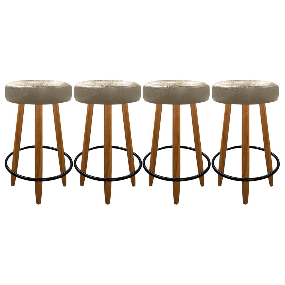 Kit 4 Banqueta Alta 60cm Industrial BancadaCourino Bege
