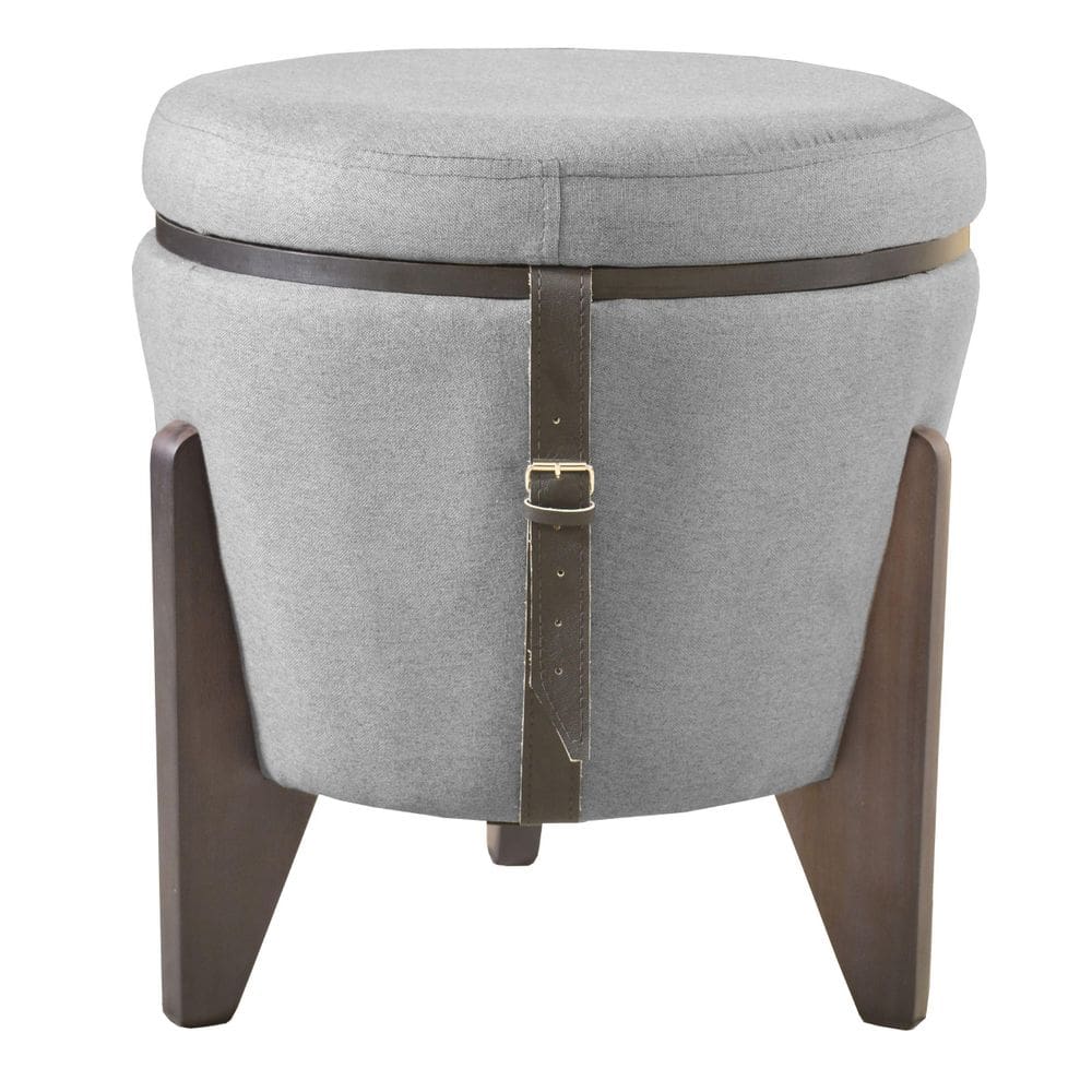 Puff apoio pés multifuncional mesa baú kit 2 cinza 51x47cm