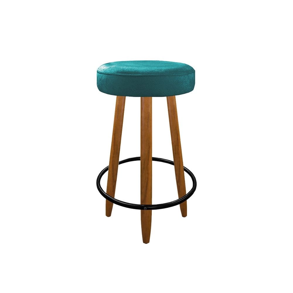 Banqueta 60 cm Madeira 3 Pés Cozinha Bar BalcãoTurquesa