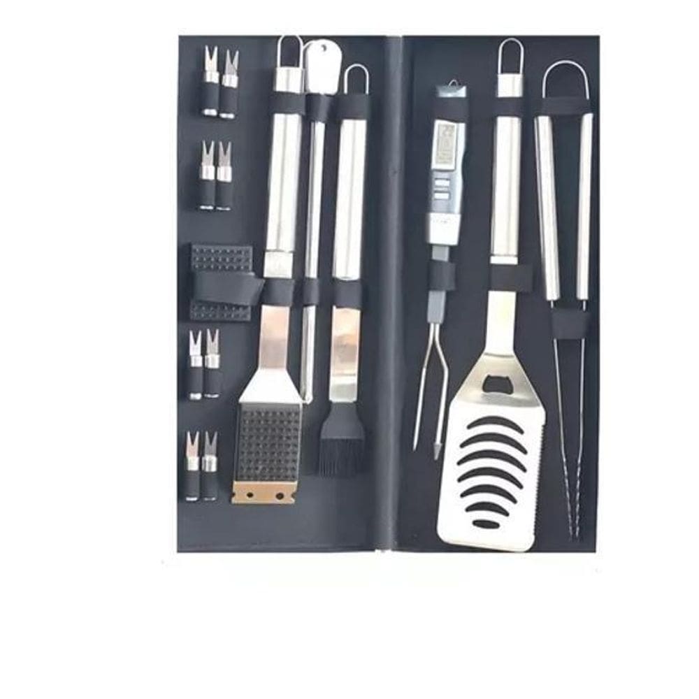 Kit churrasco c/termômetro digital grill fork para carne