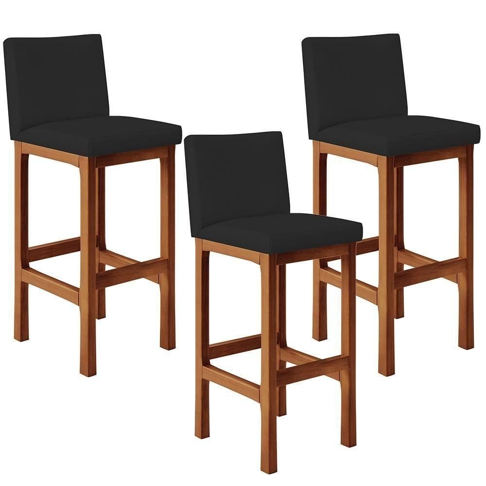 Kit 03 Banquetas Altas Alya Facto Preto