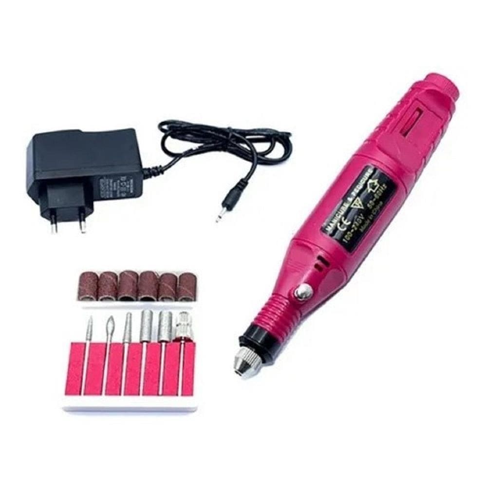 Lixa eletrica de unha manicure e pedicure profissional rosa