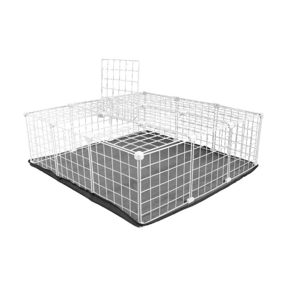 Cercado Aramado 90X90cm Teto Branco Com Bandeja Higiênica Eva