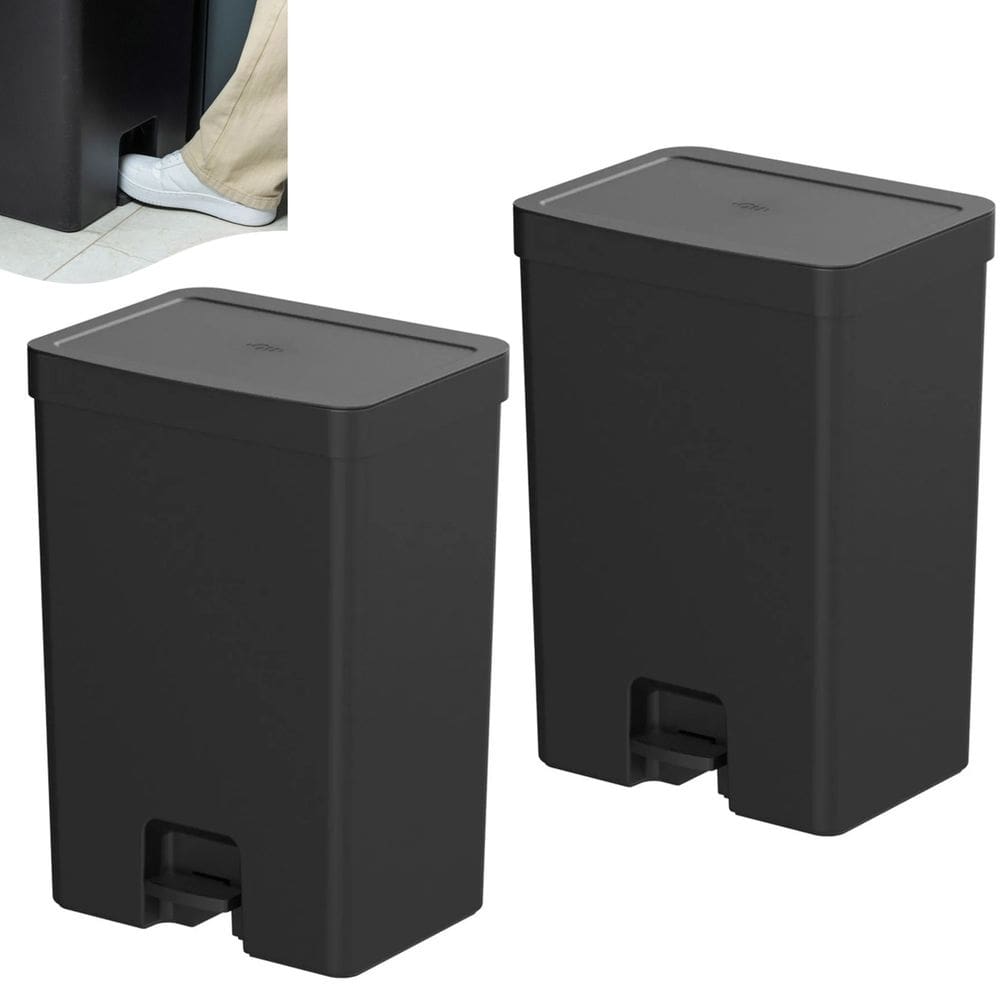 Kit 2 Lixeira 30 Litros De Pedal Cesto De Lixo Chão Cozinha Banheiro Escritório Trium Preto - Ou
