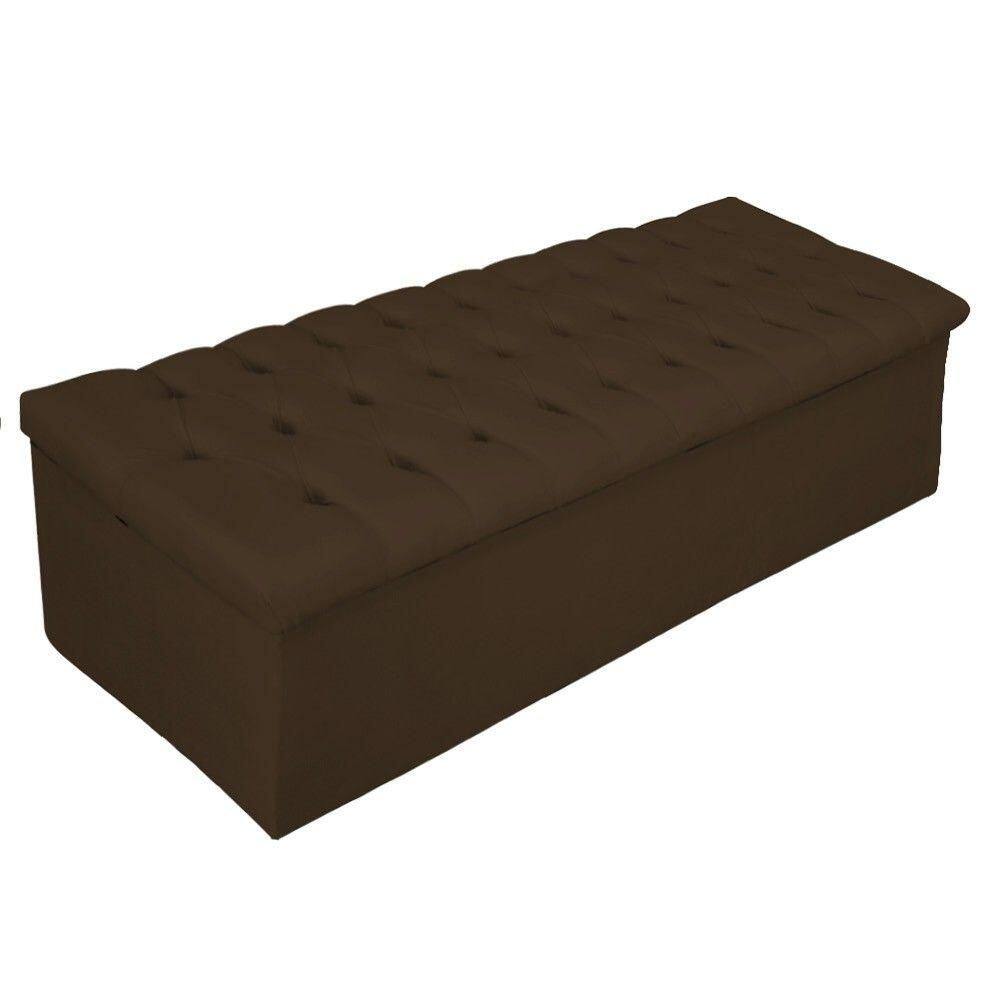 Calçadeira Baú Estofada Mel 160 Cm Queen Size Suede Marrom