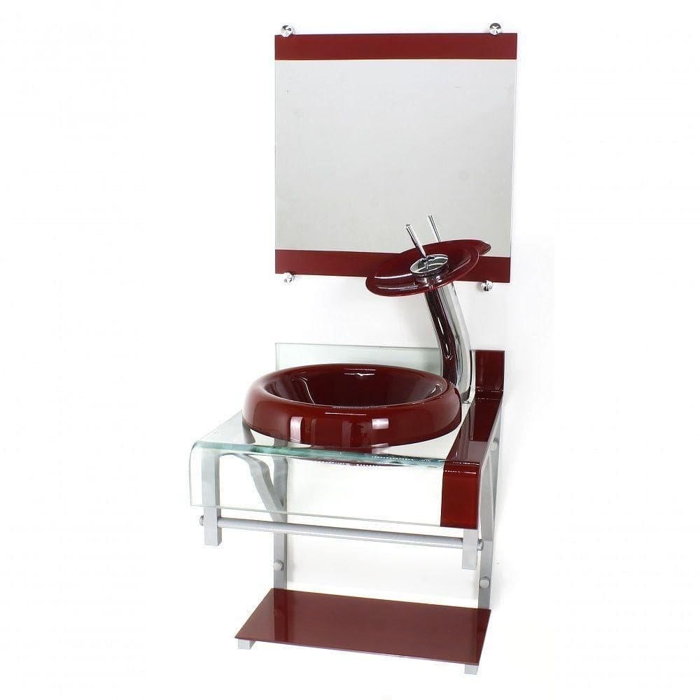 Gabinete De Vidro 40cm Curvado Duplo Vermelho Cereja