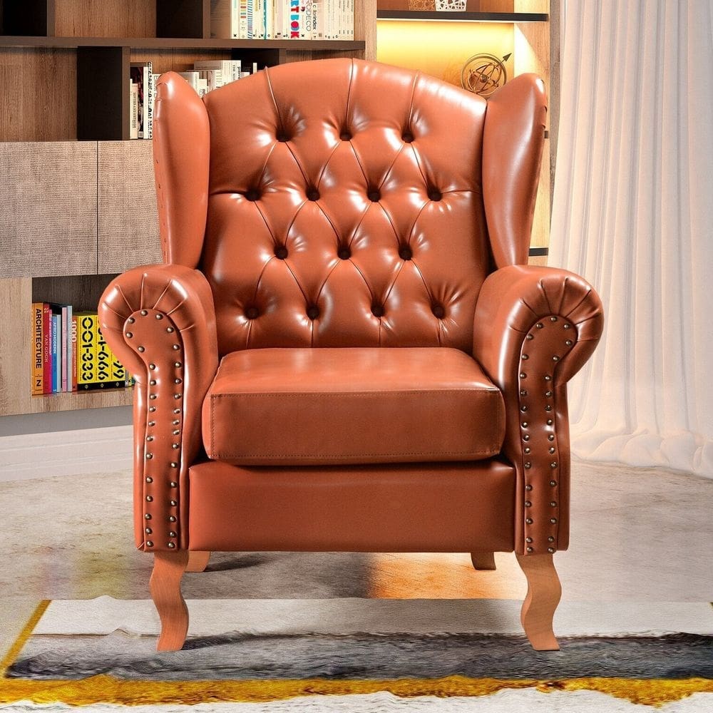 Poltrona Chesterfield Imperador Decoração Retrô Vintage Caramelo