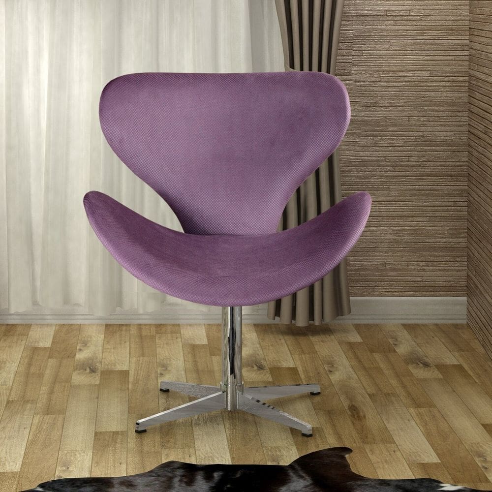 Poltrona Isis Cadeira Giratória Pés de Metal Decoração, Sala, Escritório, Recepção Roxo