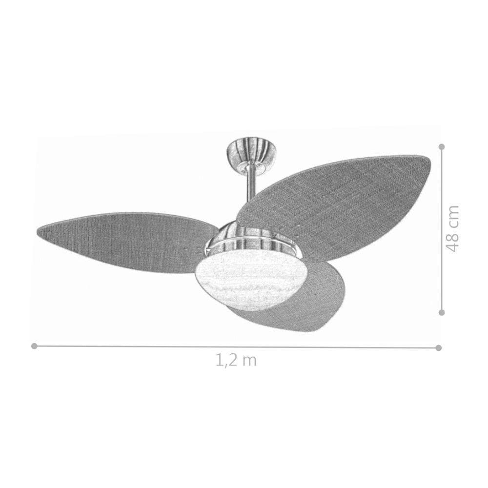 Ventilador De Teto Bronze 3 Pás Branco 127v C/ Controle
