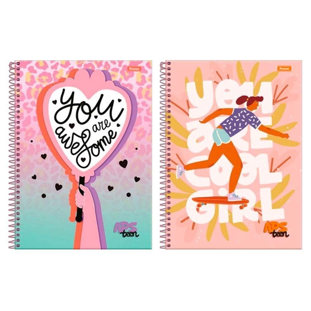 Caderno espiral aps teen capa dura 160 folhas 10mat grande