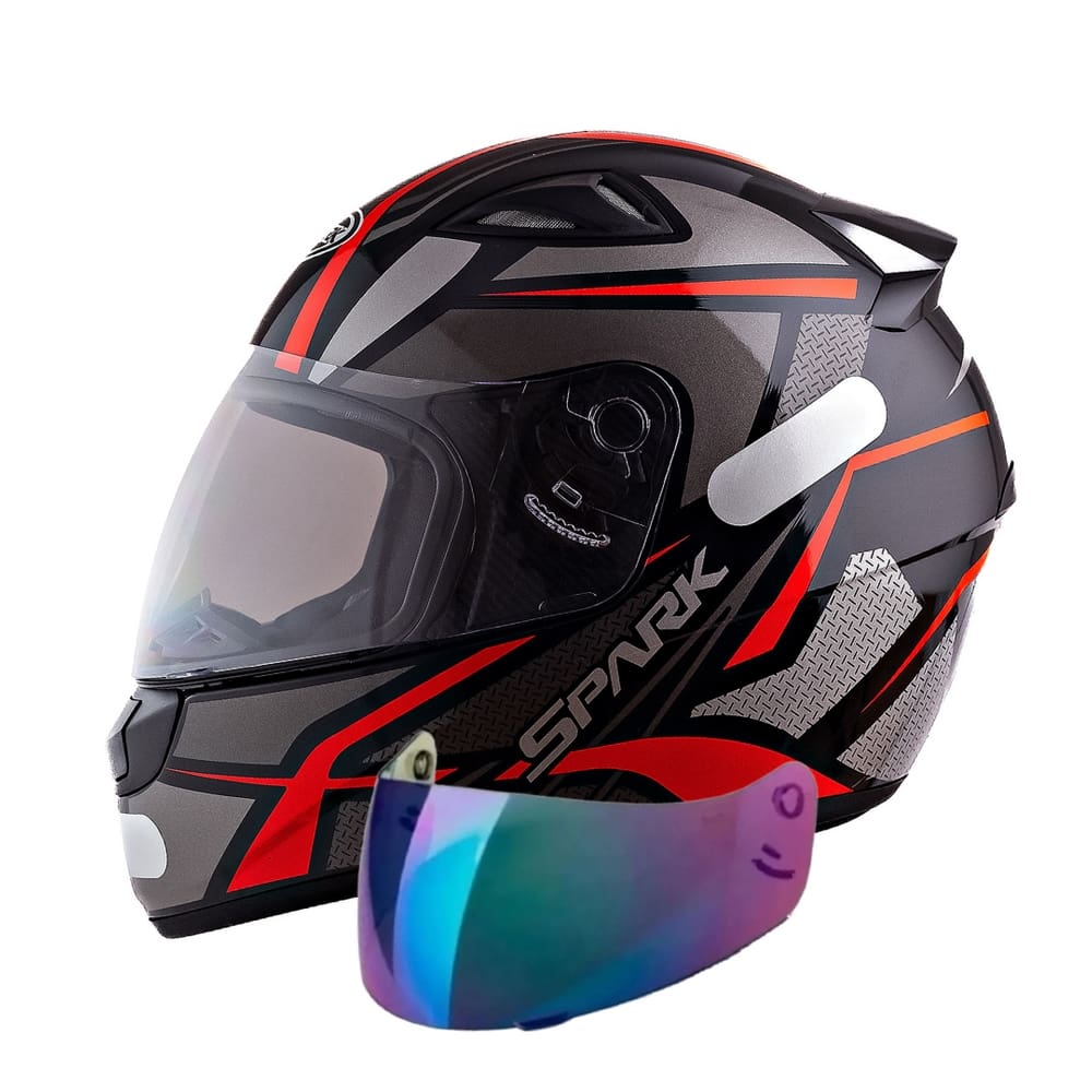 Capacete Masculino Ebf Spider Vermelho Mais Viseira Fumê 2.2mm