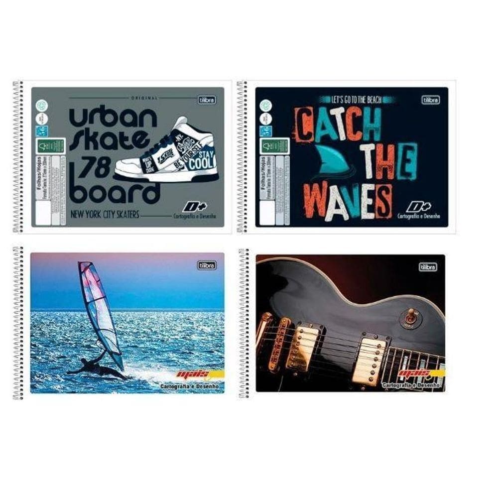 Caderno de cartografia e desenho espiral 96fls- 5un