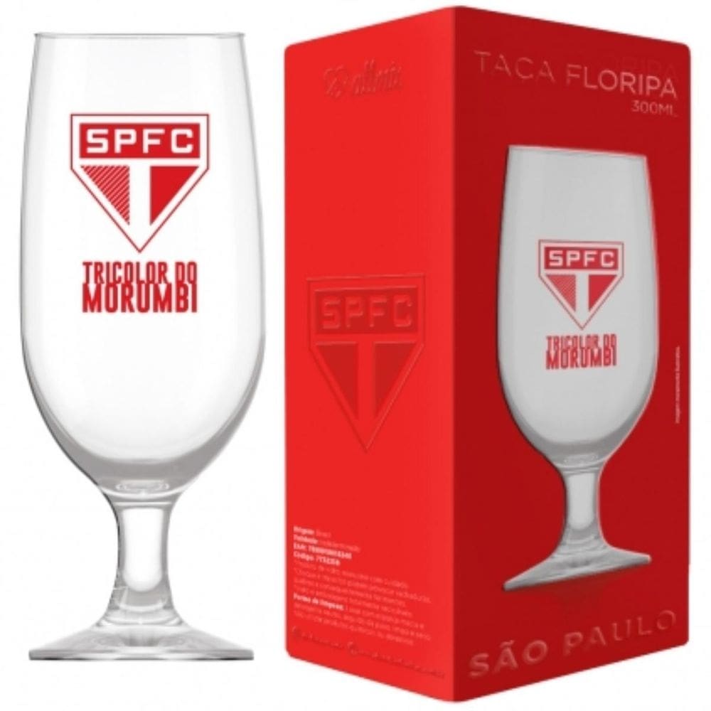 Taça de cerveja floripa do são paulo fc em vidro 300ml caixa