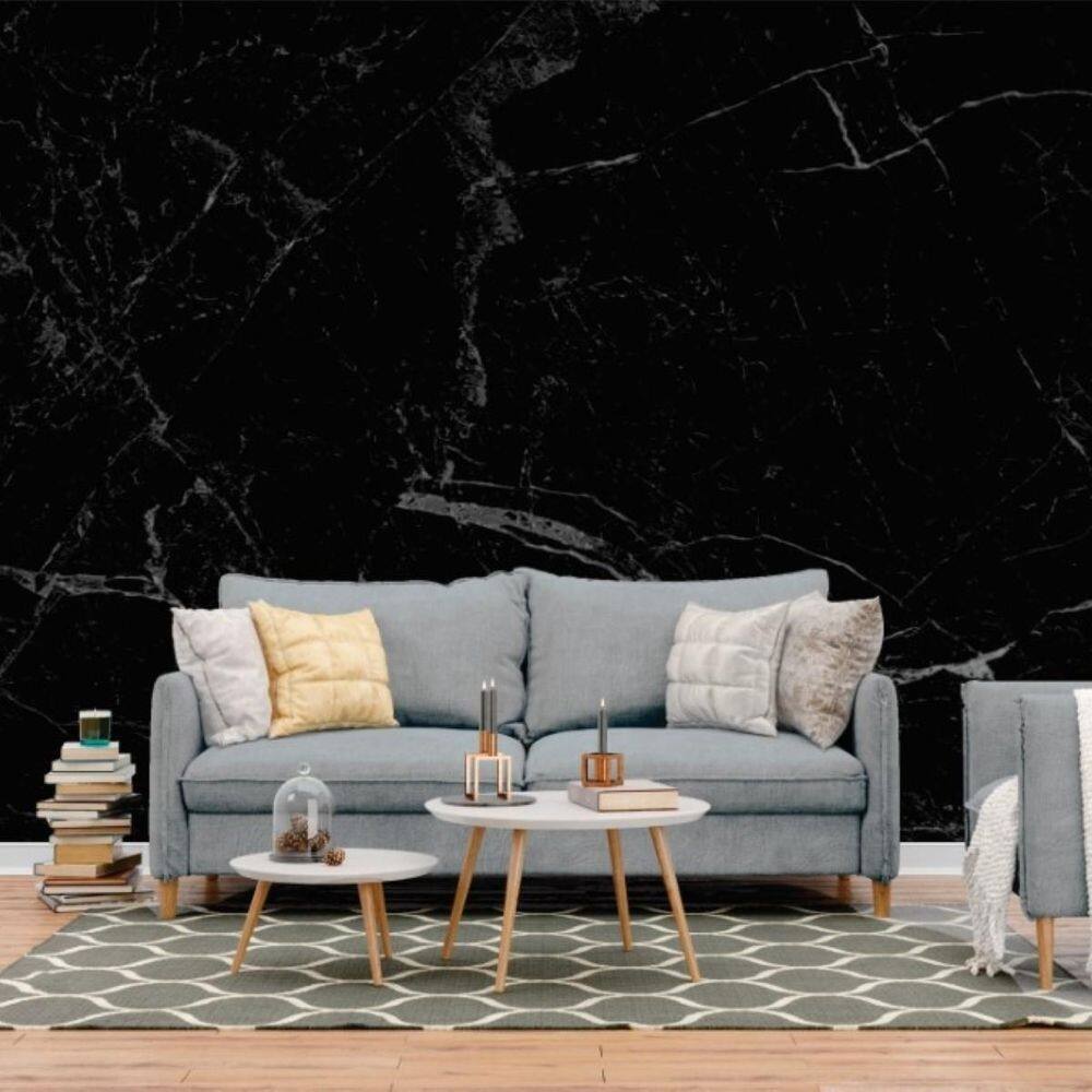 Papel de parede painel 3d mármore preto vinilico 4m