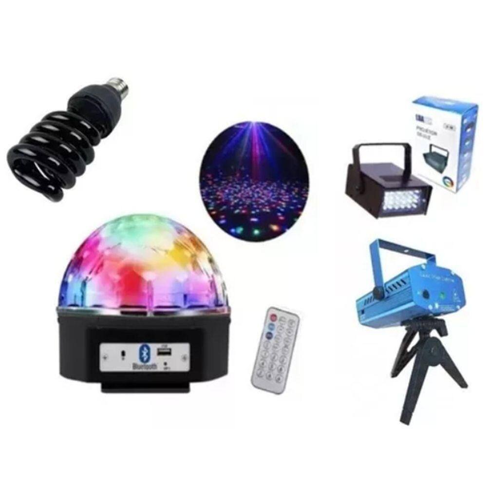 Jogo De Luz Kit Luzes Balada Com Luz Negra Globo Luminaçao