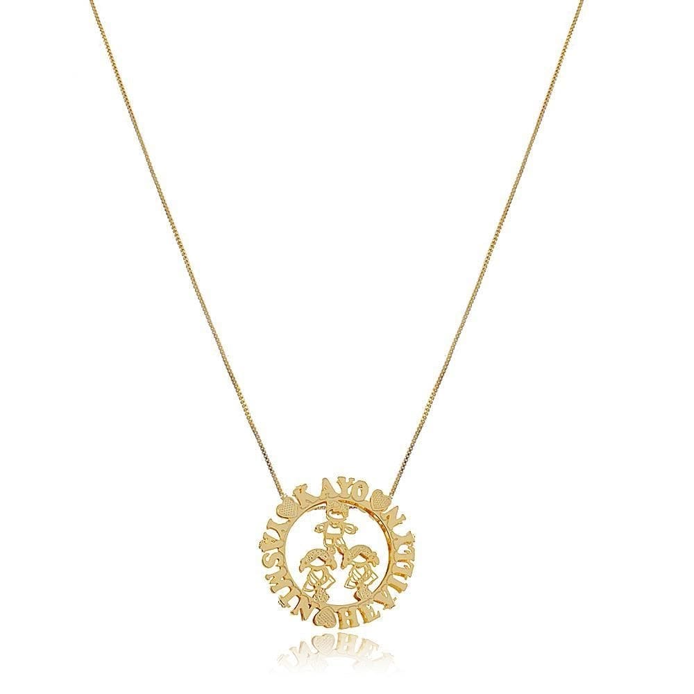 Colar Personalizado Mandala Filhos Juntos E Nomes Folheado