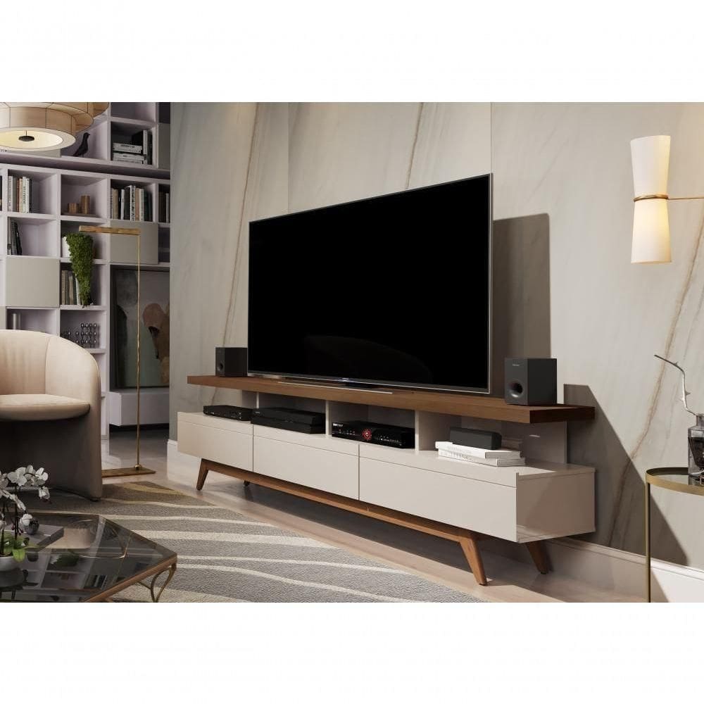Rack Com Nichos Vivare Wood 1,8 Off White-freijó - Giga