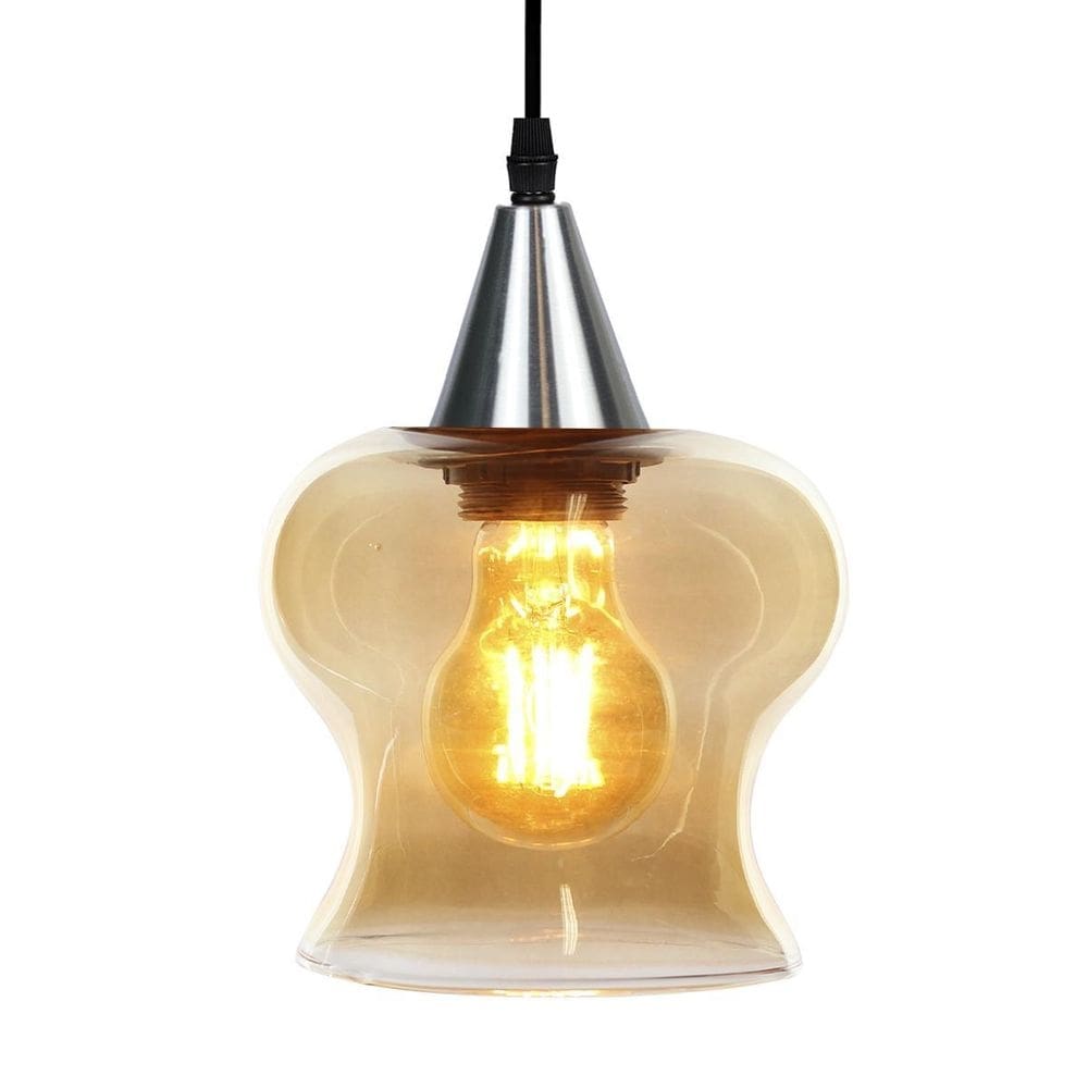 Lustre pendente taschibra aisha liso conhaque bivolt prata