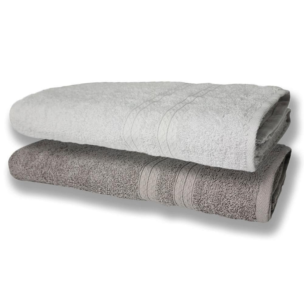 2 Toalhas Super Felpudas Grande E Grossa Algodão 80x150 Itália Soft Beka - Branco/cinza Branco/cinza