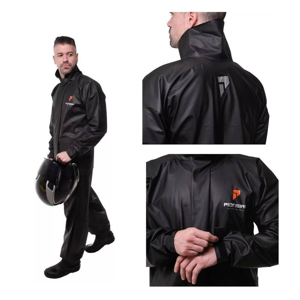 Capa de chuva pioneira pvc combate gola moto chuva tam gg