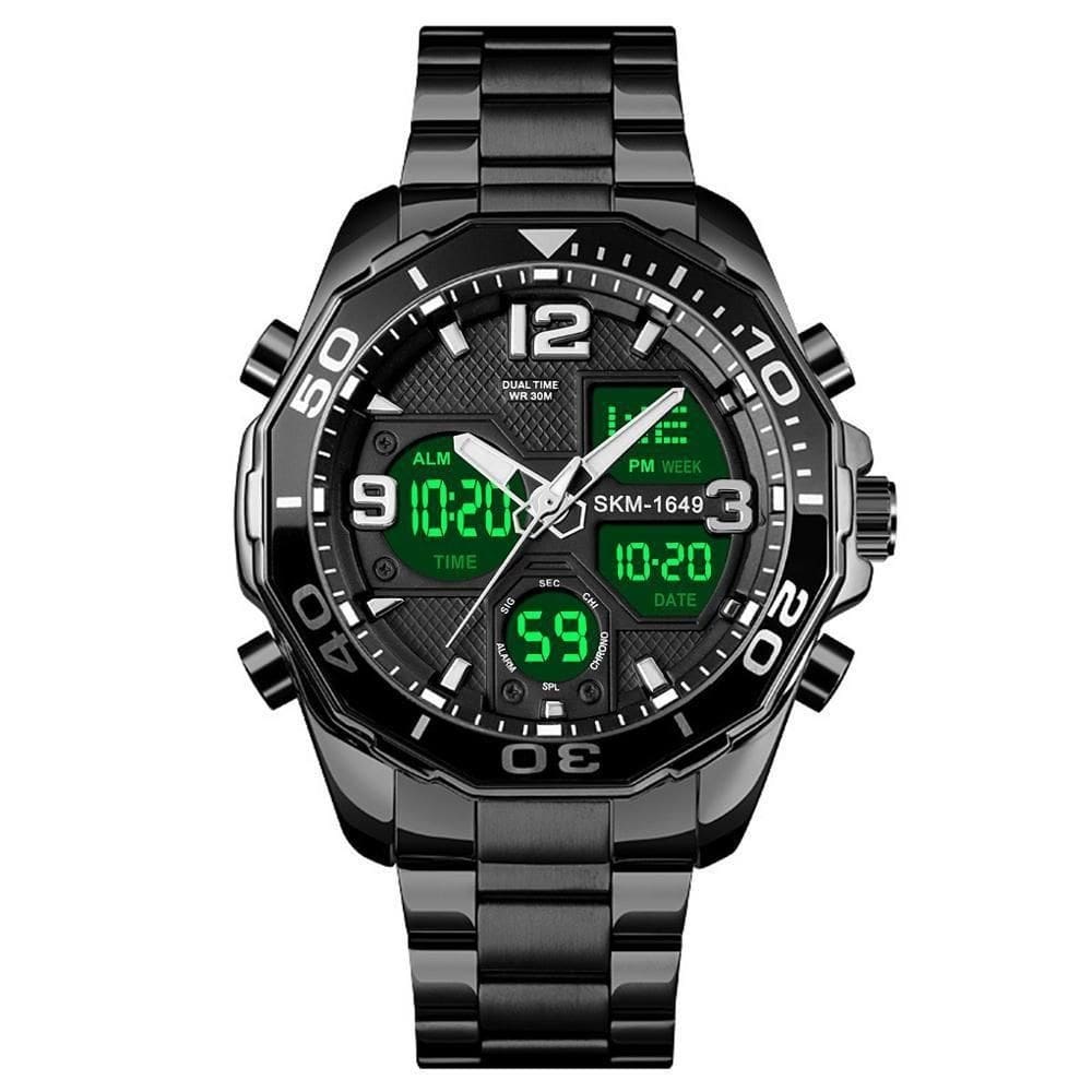 Relógio masculino esportivo skmei 1649 anadigi luxo preto