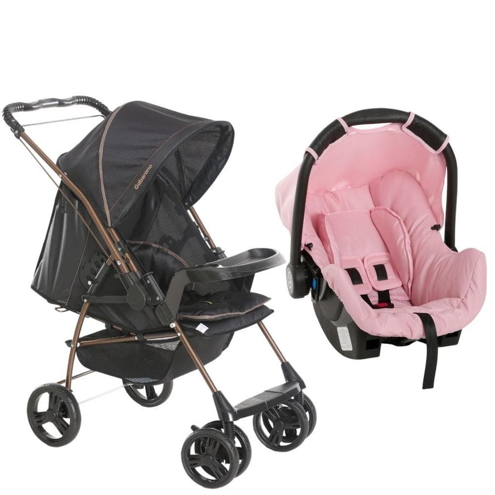 Carrinho milano rev preto cobre e bebê conforto- galzerano